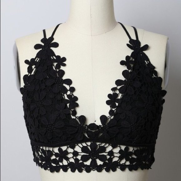 Other - 💗 Pretty Black Crochet Daisy Bralette Black Sizes S, M, L Available 💗